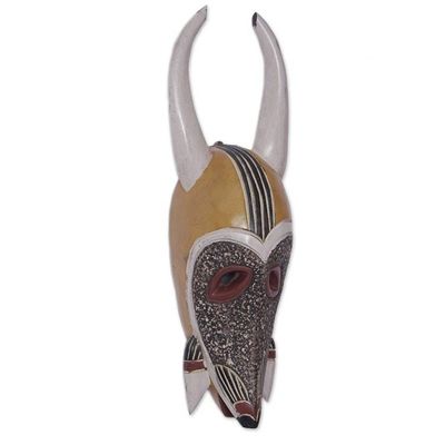 Alternate image for African Sese Wood Antelope Mask Crafted in Ghana Traditional Antelope
