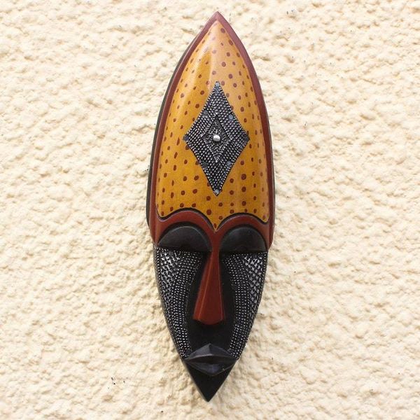 Alternate image for Aluminum Accented African Wood Mask Ewe Beauty