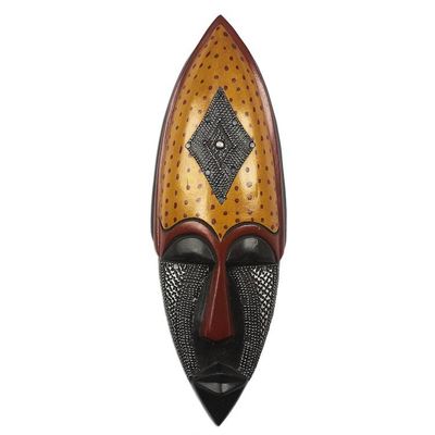 Alternate image for Aluminum Accented African Wood Mask Ewe Beauty