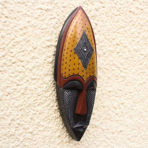 Alternate image for Aluminum Accented African Wood Mask Ewe Beauty