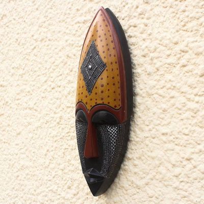Alternate image for Aluminum Accented African Wood Mask Ewe Beauty