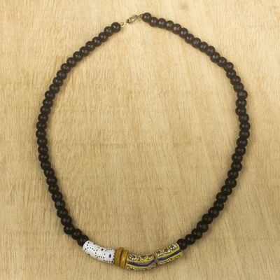 Alternate image for Sese Wood and Recycled Glass Beaded Necklace True Grace