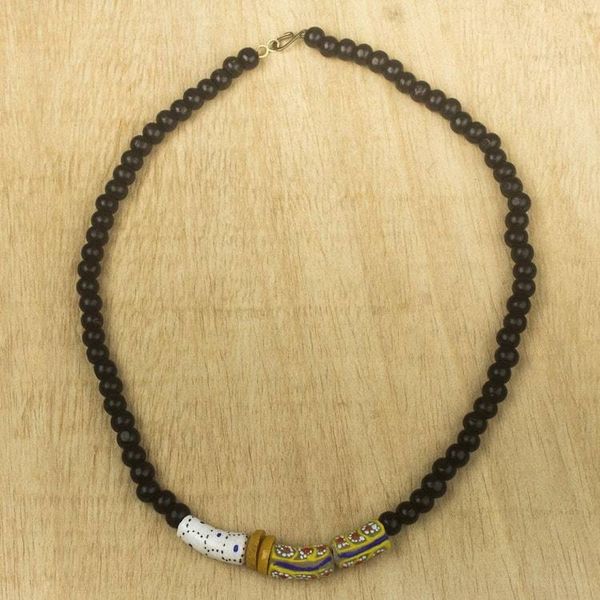 Alternate image for Sese Wood and Recycled Glass Beaded Necklace True Grace