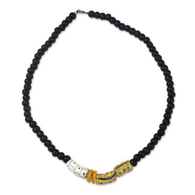 Alternate image for Sese Wood and Recycled Glass Beaded Necklace True Grace