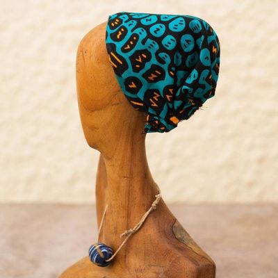Alternate image for Abstract Teak Wood and Cotton Sculpture from Ghana Head Scarf