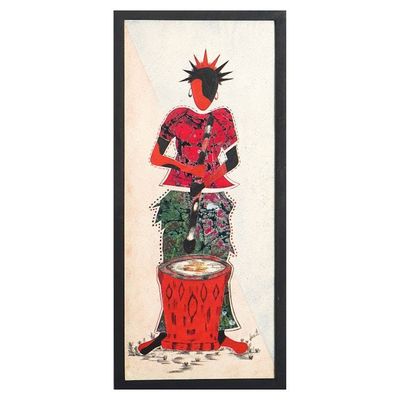 Main image for Handmade Traditional Cotton Batik Wall Art of Woman Cooking Labor Fruit