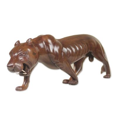 Alternate image for Ebony Wood Panther Hand Carved by African Artisan Panther