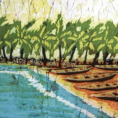 Alternate image for Batik art Holiday Scene