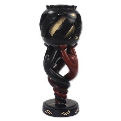Alternate image for Hand Carved Sese Wood Sculpture Mysterious Globe