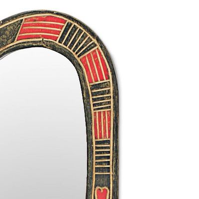 Alternate image for Hand Made Heart Shaped Wood Wall Mirror from West Africa Odo