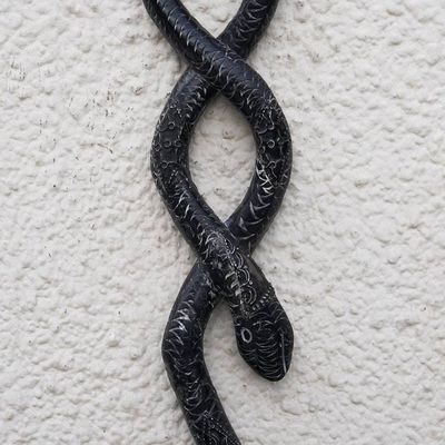 Alternate image for Snake Design Decorative African Walking Stick Carved by Hand Owo