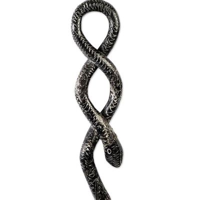 Alternate image for Snake Design Decorative African Walking Stick Carved by Hand Owo