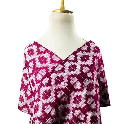 Alternate image for Geometric Rayon Kente Shawl in Mulberry from Ghana 17 In. Mulberry Royalty