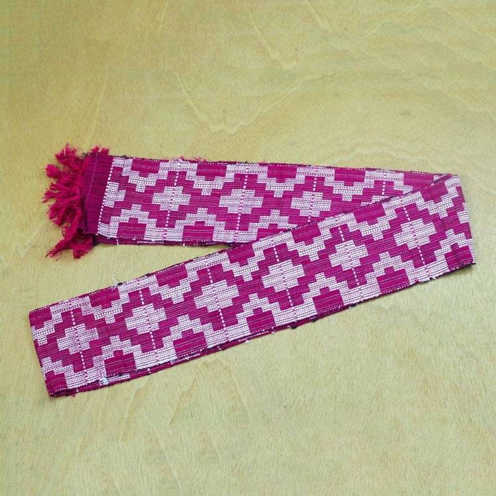 Geometric Rayon Blend Kente Scarf in Mulberry 4 In. 'Mulberry Royalty'