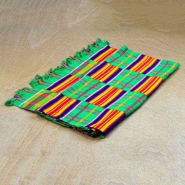 Alternate image for Multicolored Rayon and Cotton Blend Kente Shawl from Ghana Royalty of Africa