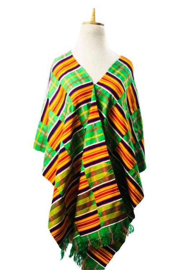 Alternate image for Multicolored Rayon and Cotton Blend Kente Shawl from Ghana Royalty of Africa