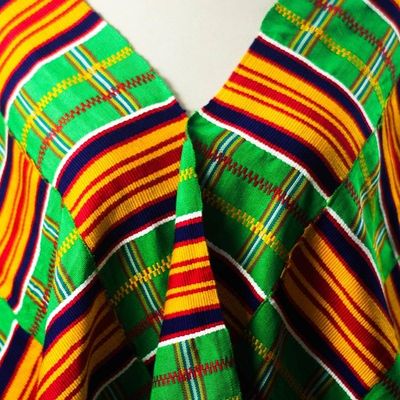 Alternate image for Multicolored Rayon and Cotton Blend Kente Shawl from Ghana Royalty of Africa