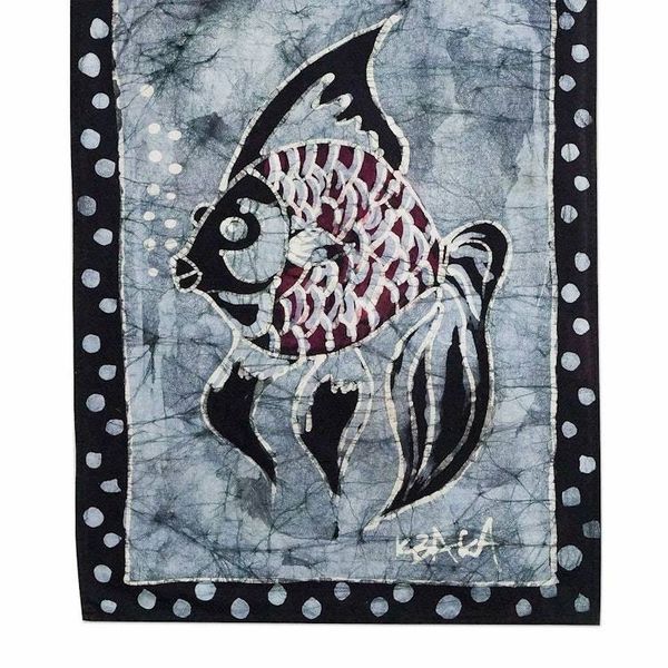 Alternate image for Ghanaian Batik Fish-Motif Wall Hanging Underwater Charm