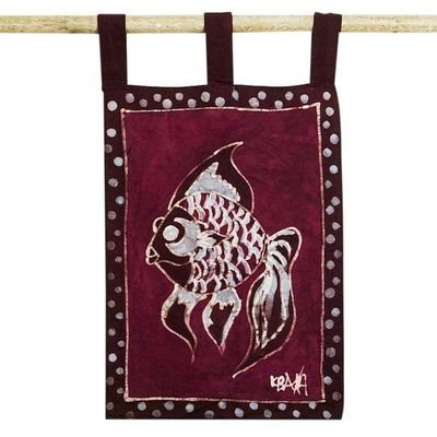 Alternate image for Fish Themed Pink and Blue Cotton Wall Hanging Pink Tilapia