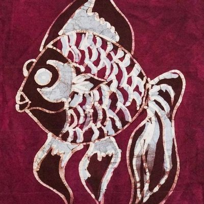 Alternate image for Fish Themed Pink and Blue Cotton Wall Hanging Pink Tilapia