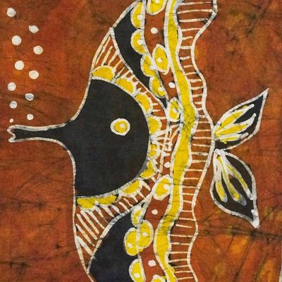 Alternate image for Ghanaian Cotton Wall Hanging with Underwater Scene Underwater Freedom