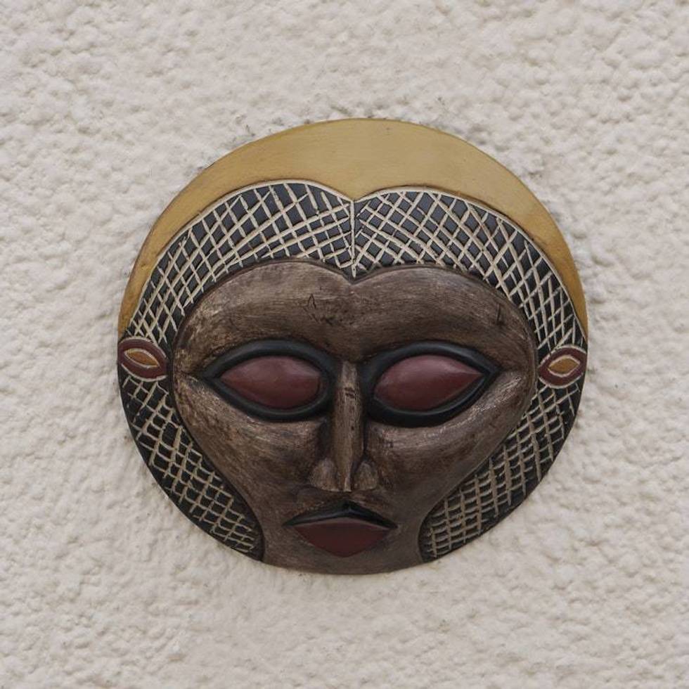 African Ewe Sese Wood Mask Crafted in Ghana 'Ndokutsu Blessing'