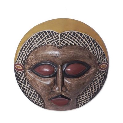 Alternate image for African Ewe Sese Wood Mask Crafted in Ghana Ndokutsu Blessing