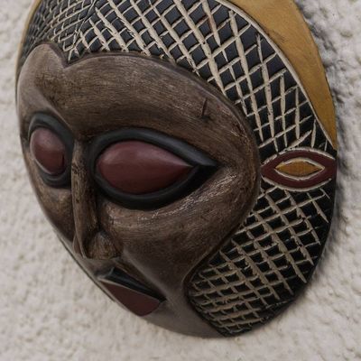 Alternate image for African Ewe Sese Wood Mask Crafted in Ghana Ndokutsu Blessing