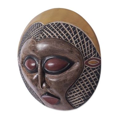 Alternate image for African Ewe Sese Wood Mask Crafted in Ghana Ndokutsu Blessing