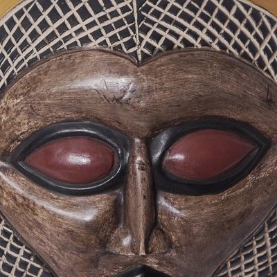 Alternate image for African Ewe Sese Wood Mask Crafted in Ghana Ndokutsu Blessing