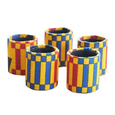 Alternate image for Four Kente-Themed Cotton and Recycled Plastic Napkin Rings Kente Hospitality