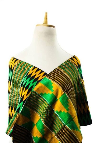Alternate image for Zigzag Pattern Rayon and Cotton Blend Kente Shawl from Ghana Pride of Africa