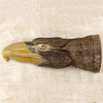 Alternate image for Hand Carved Sese Wood Wall Sculpture of Eagle Head Magnificent Eagle