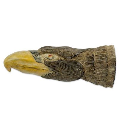 Alternate image for Hand Carved Sese Wood Wall Sculpture of Eagle Head Magnificent Eagle