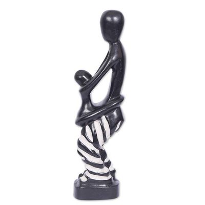 Alternate image for Hand-Carved Wood Sculpture Featuring a Mother and a Child Unconditional Motherly Love