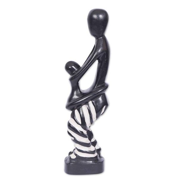 Alternate image for Hand-Carved Wood Sculpture Featuring a Mother and a Child Unconditional Motherly Love