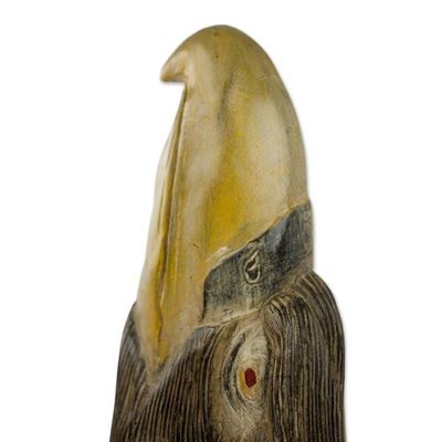 Alternate image for Hand Carved Sese Wood Wall Sculpture of Eagle Head Magnificent Eagle