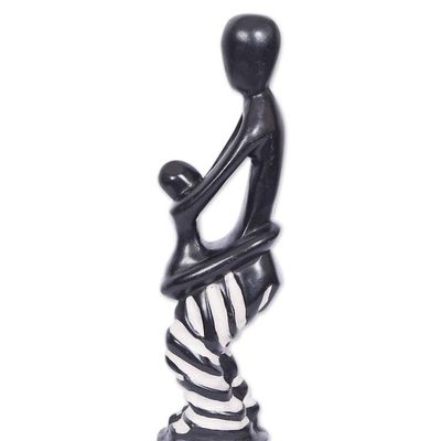 Alternate image for Hand-Carved Wood Sculpture Featuring a Mother and a Child Unconditional Motherly Love