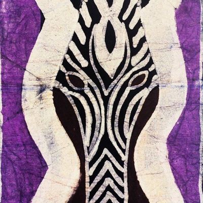 Alternate image for Signed Batik Cotton Zebra Wall Hanging in Purple from Ghana Zebra II