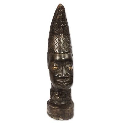 Alternate image for African Sese Wood Bust Sculpture from Ghana Chief Bust