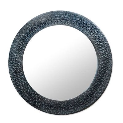 Alternate image for Black Aluminum and Sese Wood Mirror from Ghana Black Scales
