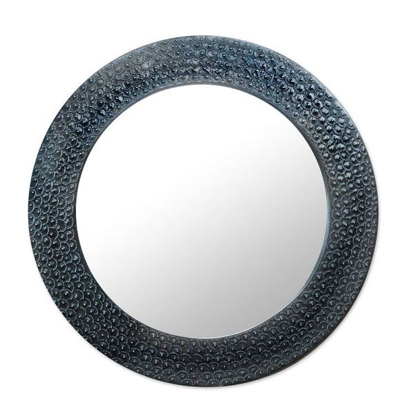 Alternate image for Black Aluminum and Sese Wood Mirror from Ghana Black Scales
