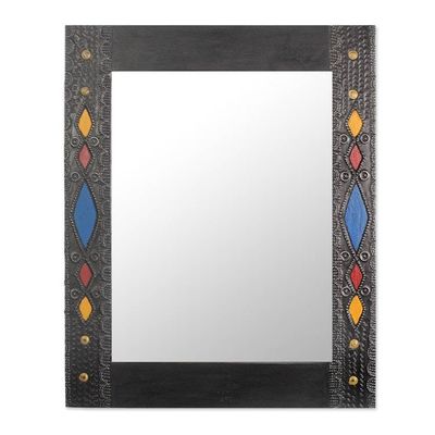 Alternate image for Sese Wood Aluminum and Brass Wall Mirror from Ghana Colorful Diamonds