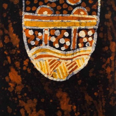 Alternate image for Signed Batik Cotton Wall Hanging of Two Lovers from Ghana Lovers I