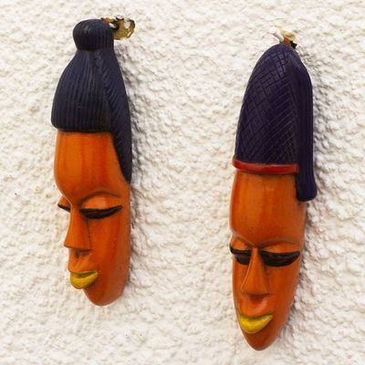 Alternate image for Hand Made Sese Wood Couple Masks Pair Efo Kple