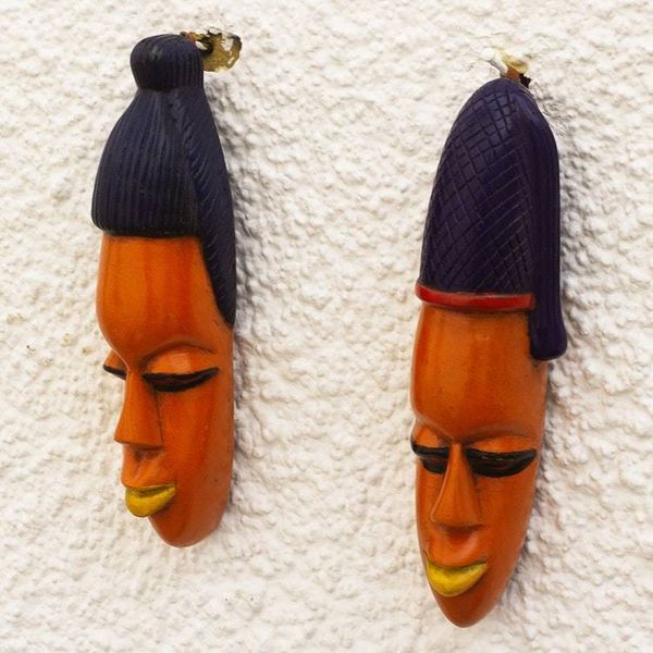 Alternate image for Hand Made Sese Wood Couple Masks Pair Efo Kple