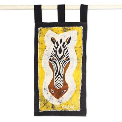 Alternate image for Batik Cotton Zebra Wall Hanging in Yellow from Ghana Zebra I