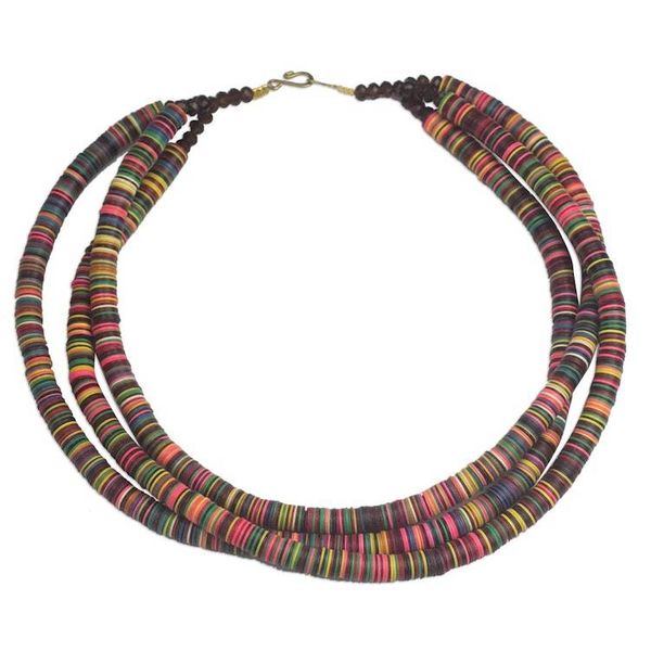 Alternate image for Multi-Colored Recycled Plastic and Glass Beaded Necklace Gathering of Colors