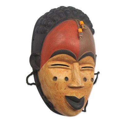 Alternate image for Hand Made Sese Wood Beaded Galoa African Mask Galoa Smile
