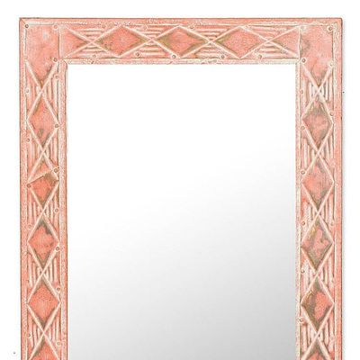 Alternate image for Diamond Motif Brass and Sese Wood Mirror from Ghana Pink Diamonds